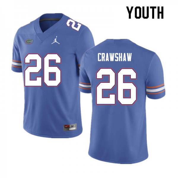 Youth #26 Jeremy Crawshaw Florida Gators College Football Jerseys Blue